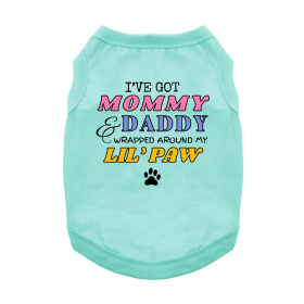 Wrapped Around My Lil Paw Dog Shirt (Color: Teal, size: small)